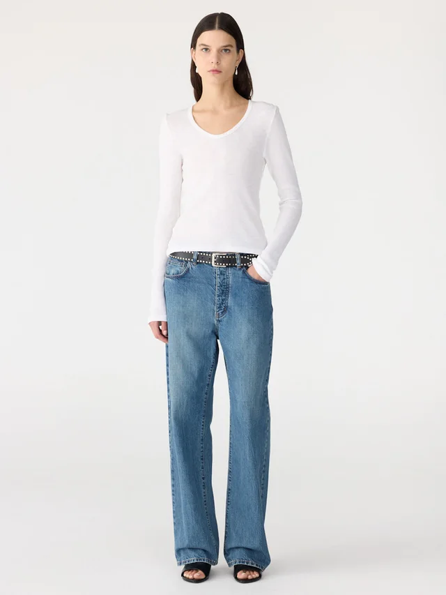 Bassike Waffle V-Neck Long Sleeve T-Shirt from bassike, photo 1 of 1