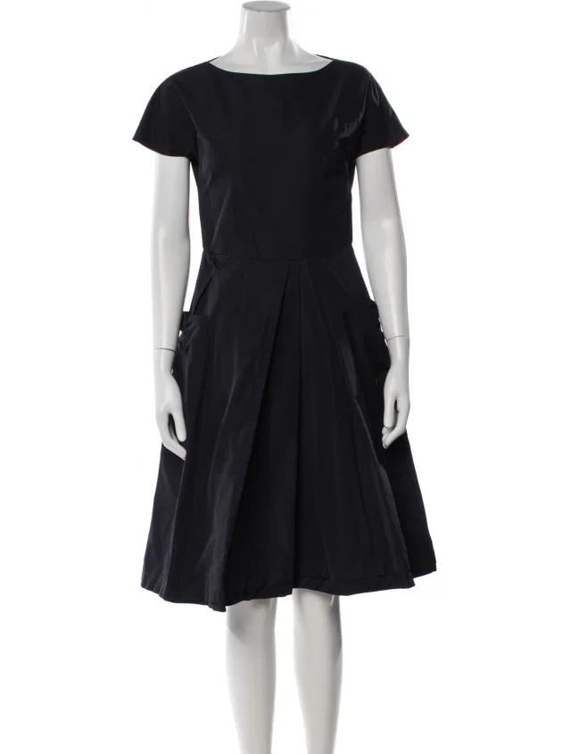 Jil Sander Bateau Neckline Knee-Length Dress in blue from The RealReal
