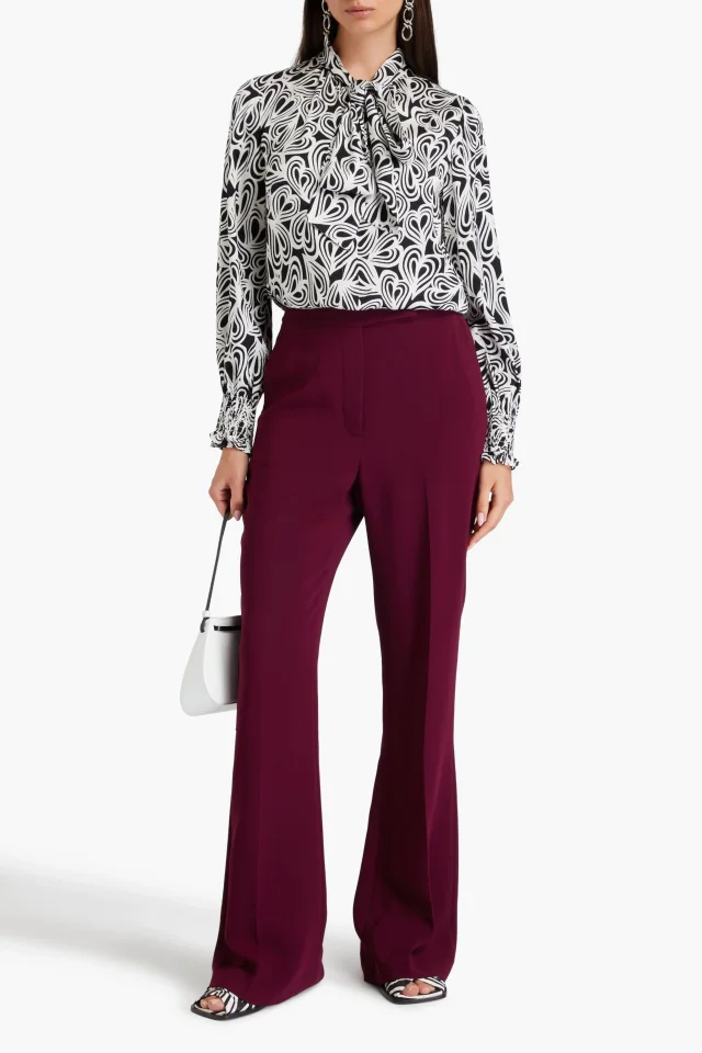 Diane von Furstenberg Nolan crepe flared pants in Burgundy, photo 2 of 4 from THE OUTNET