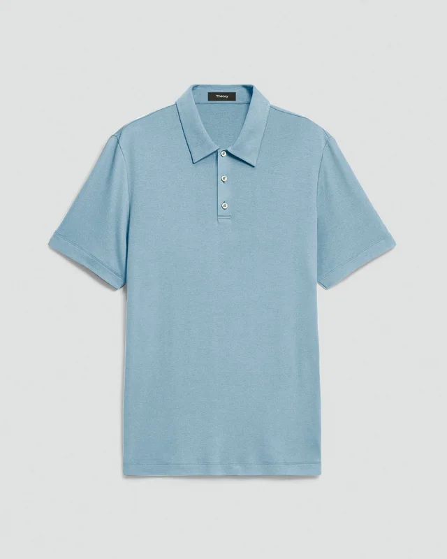 Theory Bron Polo Shirt in Anemone Modal Jersey in OCEAN AIR 67% Modal, 30% Polyester, 3% Spandex, photo 6 of 12 from Theory