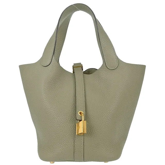 Hermès Sauge Taurillon Clemence Picotin Lock 18 PM Handbag in Clemence leather from AMORE Vintage Tokyo