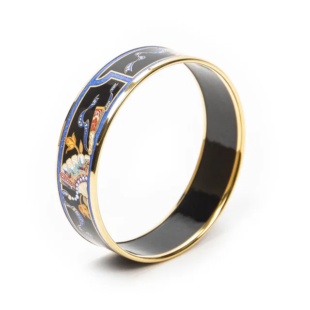 Hermès Enamel Bangle Blue Plating Bracelet in Blue from The Reluxe