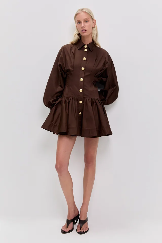 AJE Alexa Long Sleeve Mini Dress in Brown from Aje, photo 1 of 1