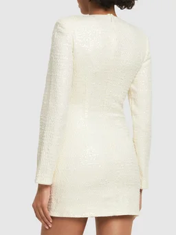 Self-portrait Short dress with long sleeves in 58% Acrylic, 31% Polyester, 11% Polyamide, photo 3 of 5 from LUISAVIAROMA