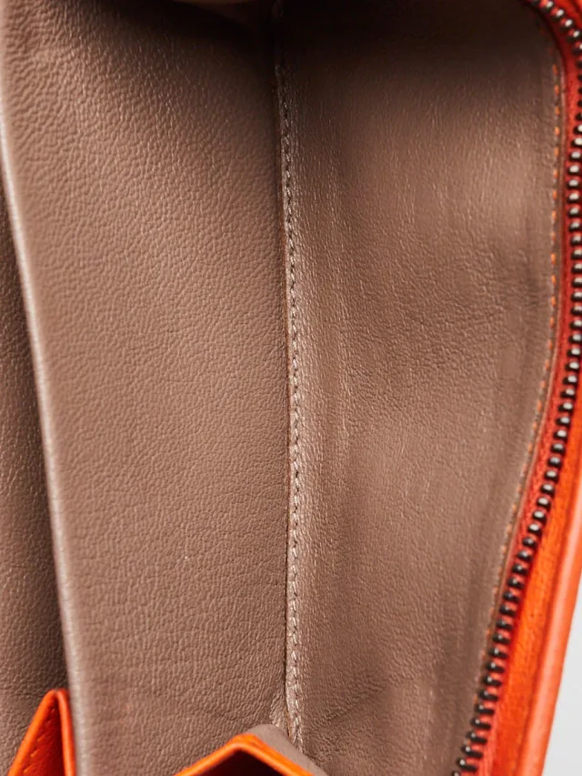 Bottega Veneta Orange Intrecciato Woven Nappa Leather Continental Wallet in Orange Nappa leather from Yoogis, photo 6 of 12