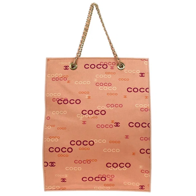 Chanel 2002-2003 Pink Canvas COCO Tote Handbag in Pink Canvas from AMORE Vintage Tokyo