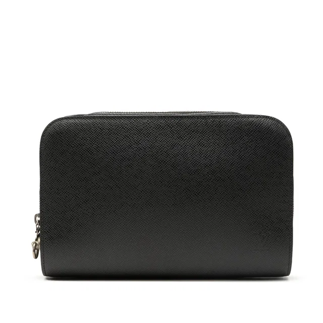 Black Louis Vuitton Taiga Pochette Baikal Clutch Bag in Black Leather from Designer Revival