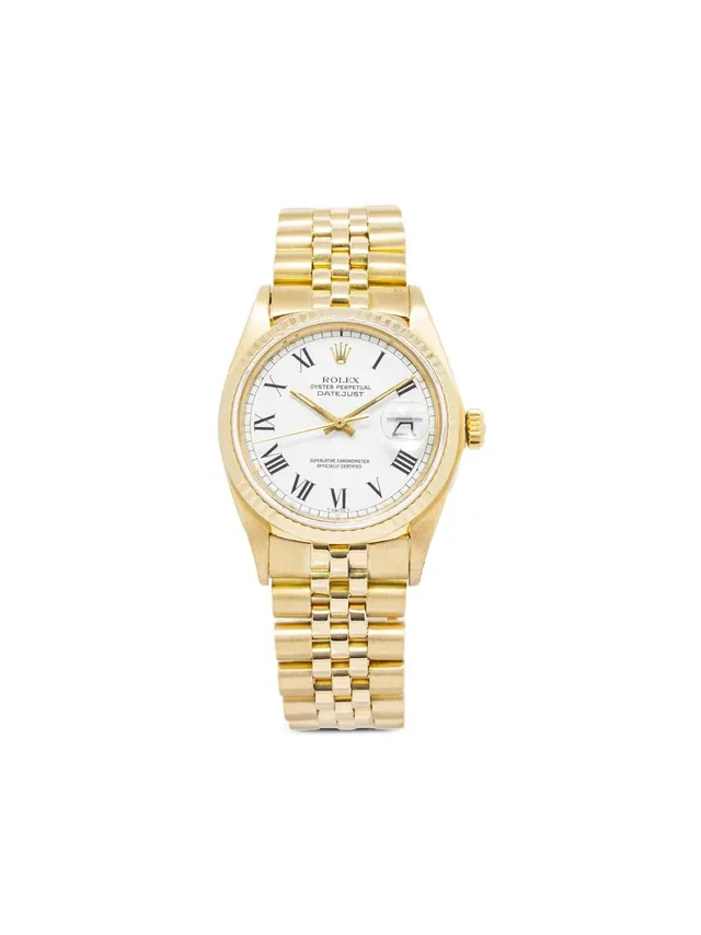 Rolex pre-owned Datejust 36mm - men - 18kt Yellow Gold - One Size - White in white from Farfetch