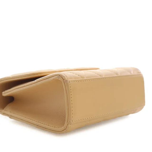 Beige Chanel CC Quilted Lambskin Faux Pearl Top Handle Flap Satchel in Beige Lambskin from Designer Revival, photo 13 of 14