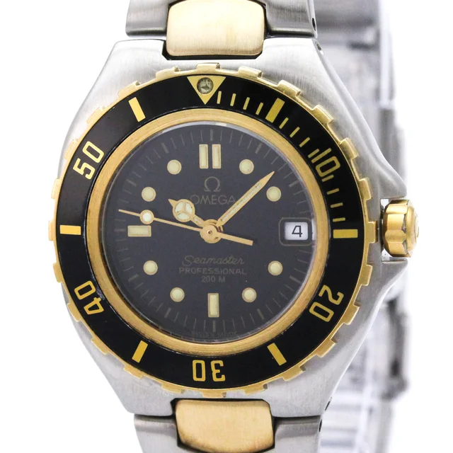 Omega Seamaster Professional 18K Gold Steel Ladies Watch 796.1041 Polished in Black from Elady