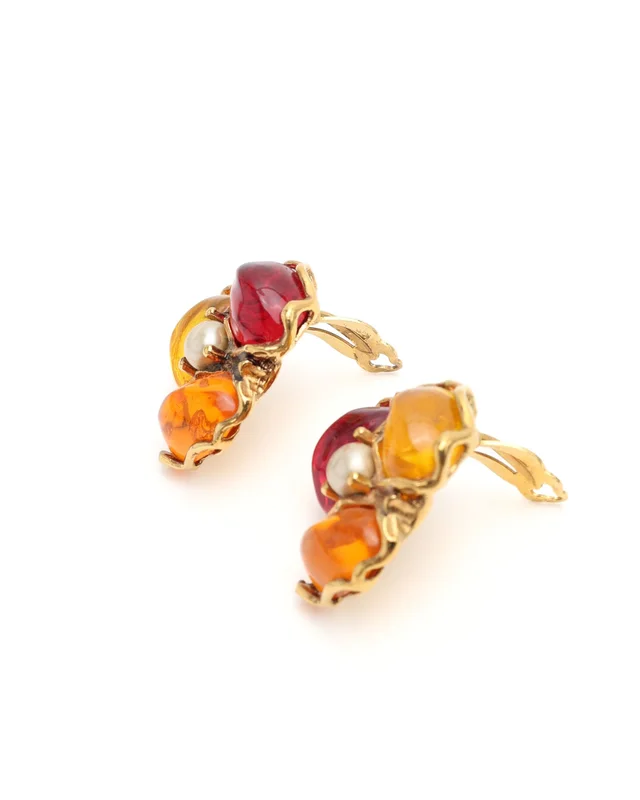 Saint Laurent Rhinestone Clip-on Earrings from A Retro Tale, photo 2 of 2
