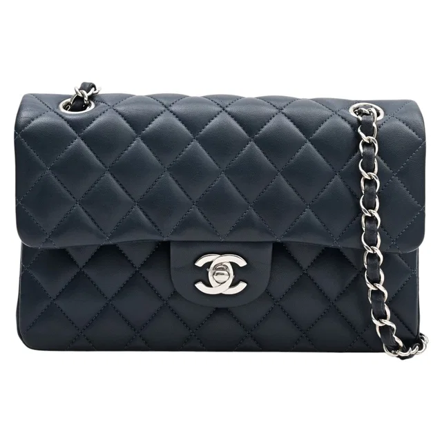 Chanel 2018-ish Classic Flap Chain Bag 23cm Navy in Navy Lambskin from VINTAGE QOO TOKYO
