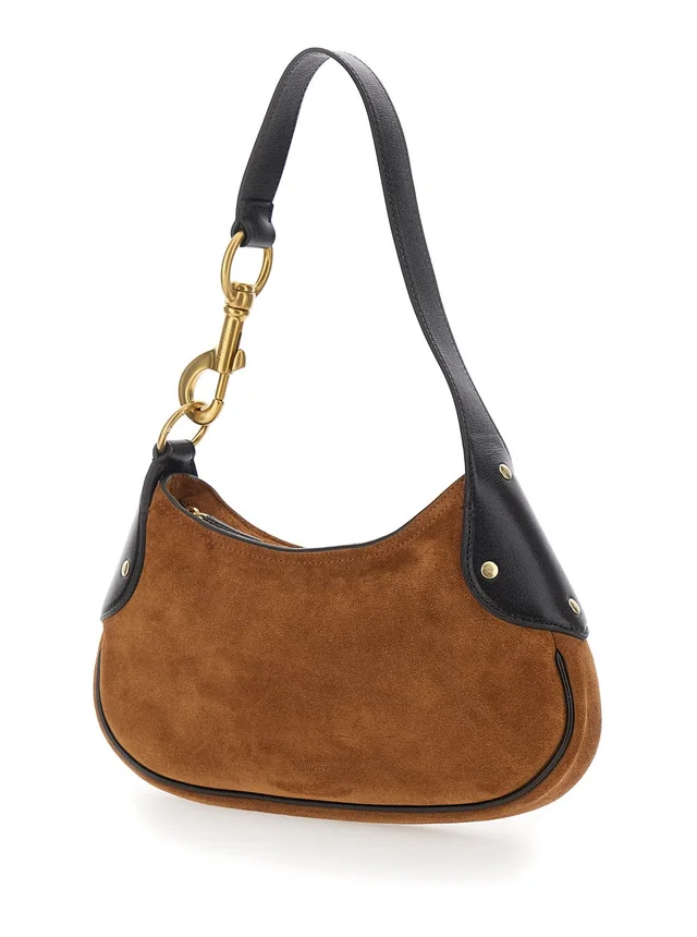 Mulberry 'Hackney' Brown Shoulder Bag with Logo Embossed on the Front in Suede for Women in Brown 100% Calf, photo 4 of 12 from Gaudenzi Boutique