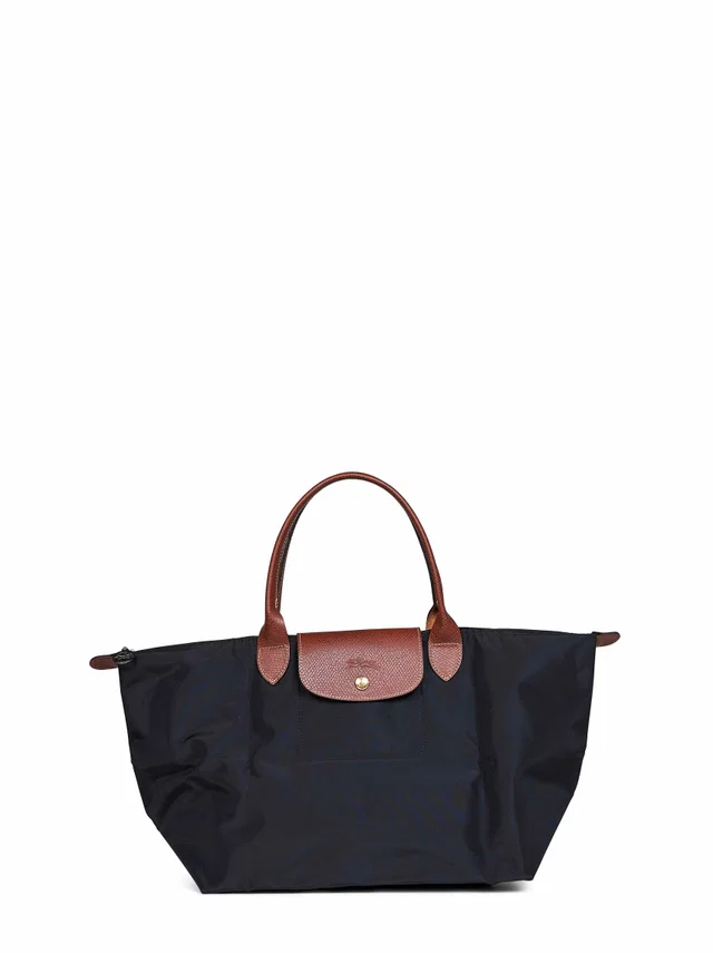 Longchamp Le Pliage Original L Tote Bag — Black Polyamide in Black Leather from HEWI