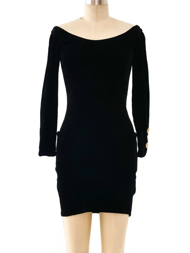1990 Chanel Chenille Bodycon Dress from Arcade Vintage
