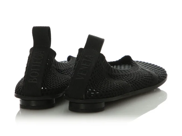Bottega Veneta Black Atomic Mesh Ballerina Flats in Black Leather from Ann's Fabulous Finds, photo 4 of 6