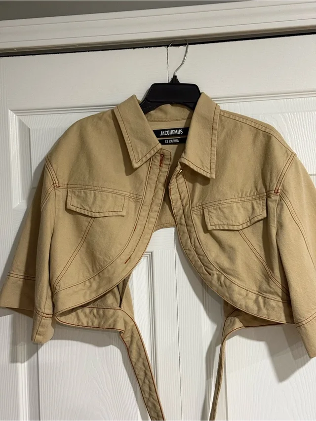 Jacquemus Cropped Tan Utility Jacket in neutral|brown from Poshmark