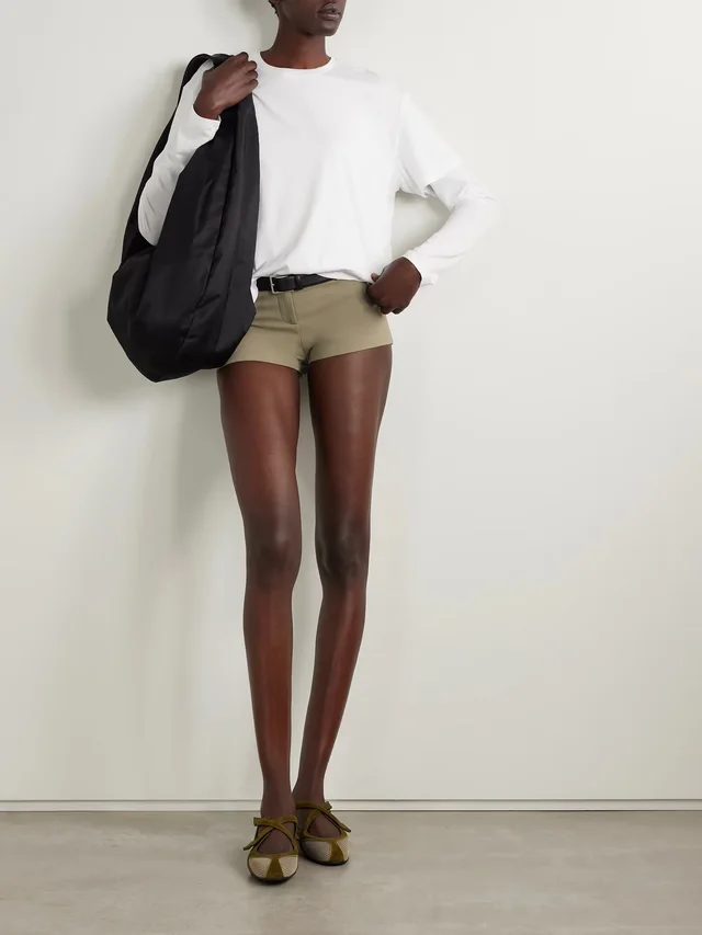 THE FRANKIE SHOP Roma twill shorts in Green, photo 2 of 2 from NET-A-PORTER (Canada)