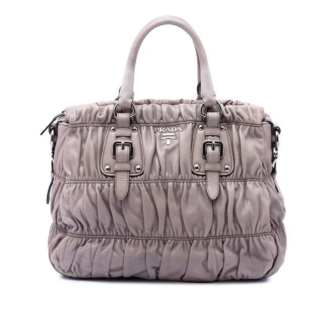 Grey Prada Nappa Gaufre Satchel in Grey Nappa leather from Designer Revival