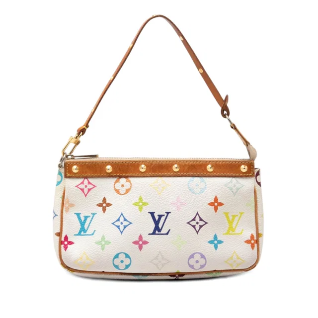 White Louis Vuitton Monogram Multicolore Pochette Accessoires Shoulder Bag in White Canvas from Designer Revival