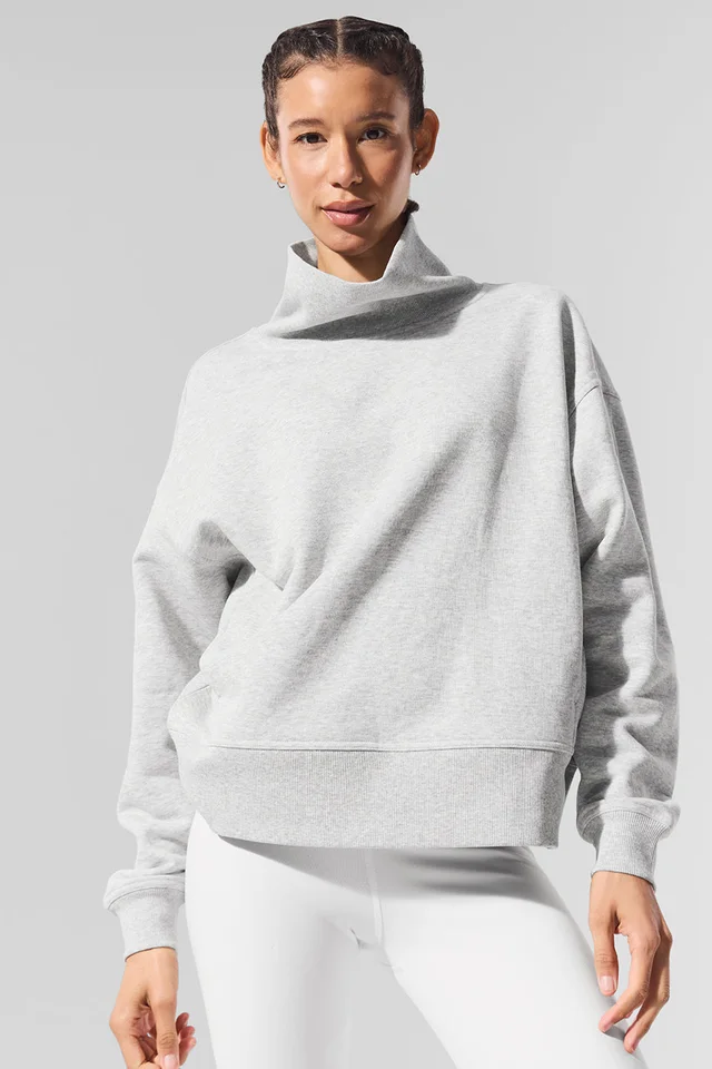 Alo Yoga Hazy Mock Neck Pullover - Light Athletic Heather Grey in Grey from Alo Yoga, photo 1 of 1