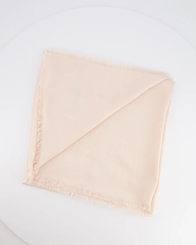 Fendi Light Pink Silk Shawl with FF Logo Print in Pink Silk from Sellier, photo 3 of 5