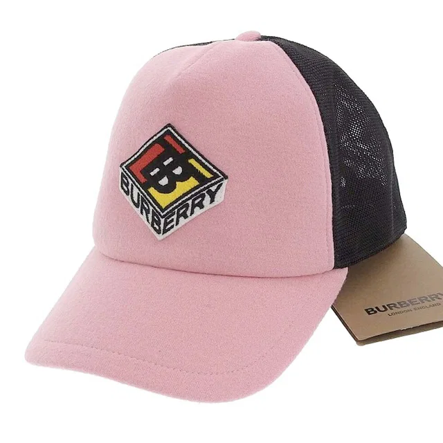 Burberry Wool Nylon Baseball Cap Pink Black L in Black Nylon from LuxUness
