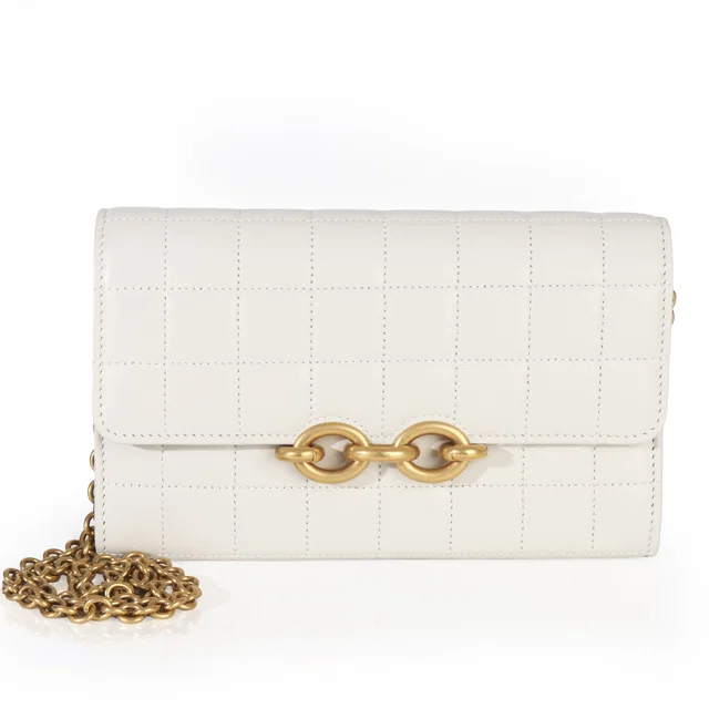 Saint Laurent Crema Soft Calfskin Le Maillon Wallet On Chain Neutral Leather Handbag in Calfskin from HEWI