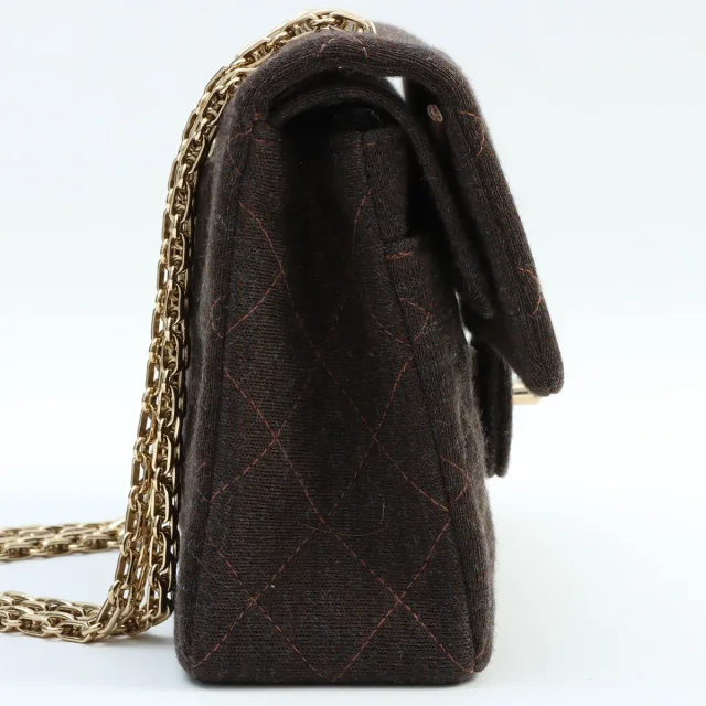 Chanel Circa 2000 Cotton Classic Flap Design Chain Bag Brown in Brown from VINTAGE QOO TOKYO, photo 3 of 12