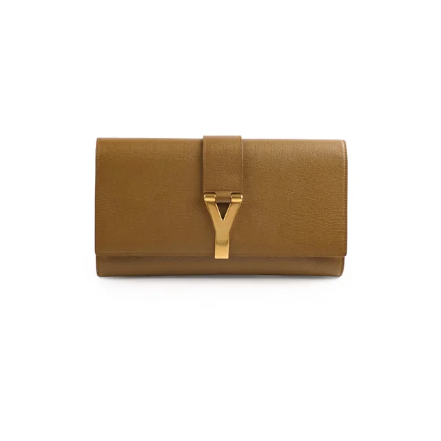 Saint Laurent Chyc Clutch Tan in Brown Leather from The Purse Affair
