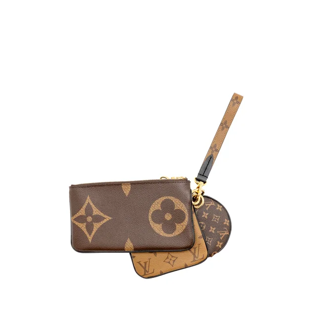 Louis Vuitton pochette Trio Giant/reverse/mini Monogram canvas GHW in Coated canvas from EMIER