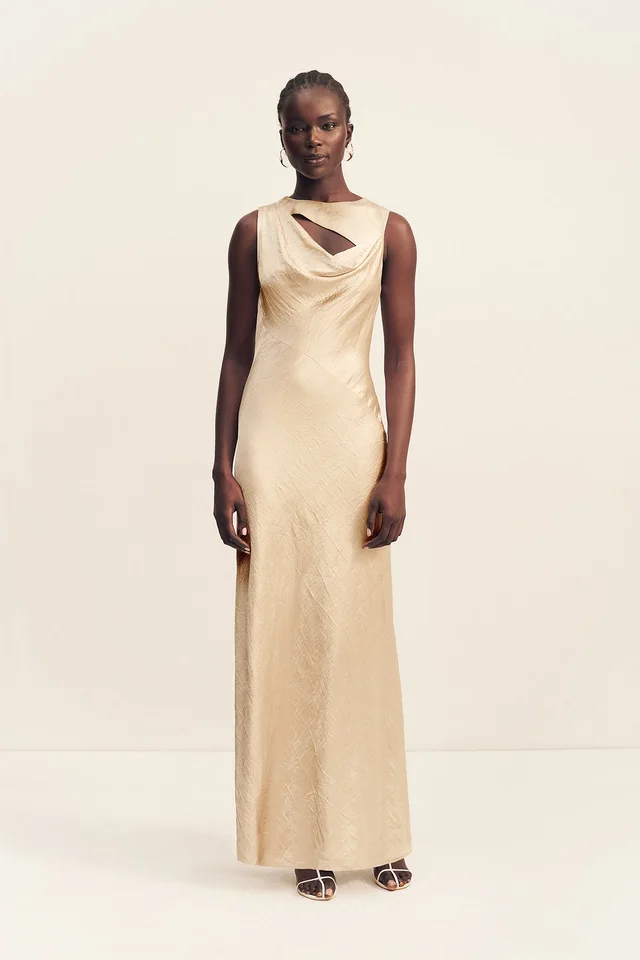 Shona Joy ANDIE CRUSHED SLEEVELESS COWL MAXI DRESS - CHAMPAGNE from Shona Joy, photo 1 of 1