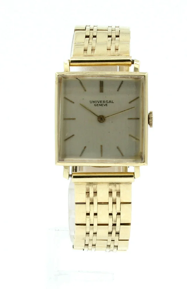 Vintage 14K Yellow Gold Mechanical Square Men's Watch 57.3g | Universal Genève | Buy at in Yellow from Truefacet