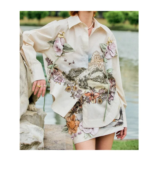 Farm Rio Toile De Rio Long Sleeve Shirt, photo 2 of 5 from SENSER