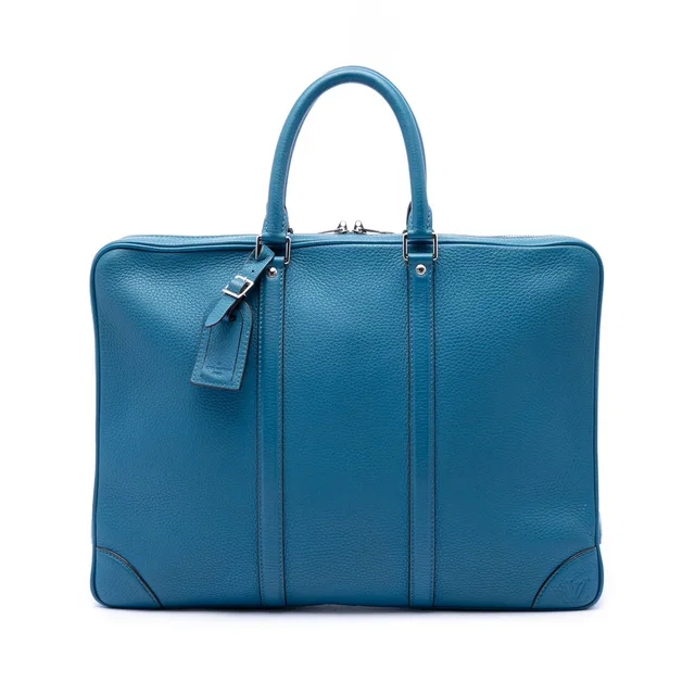 Blue Louis Vuitton Taurillon Porte Documents Voyage Business Bag in Blue Leather from Designer Revival