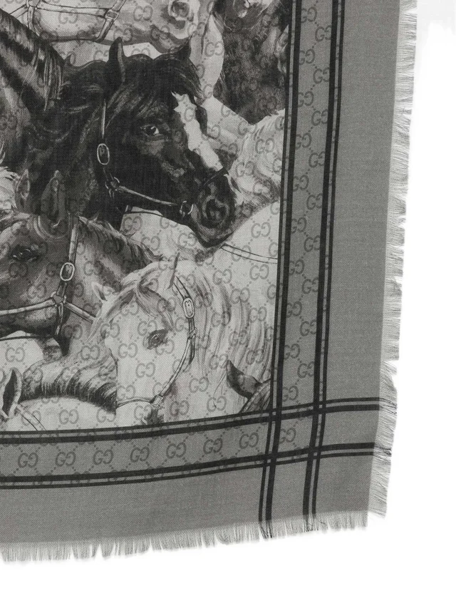 Gucci GG Supreme Horse-print Scarf, photo 2 of 3 from SENSER