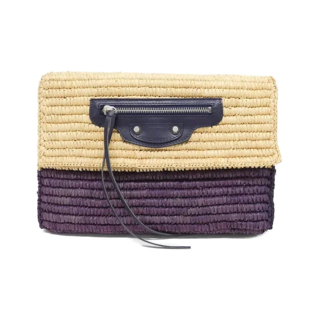 Balenciaga 339549 KKZ24 Bag in 4280/NATURAL+PURPLE+NAVY / SILVER hardware straw from KOMEHYO