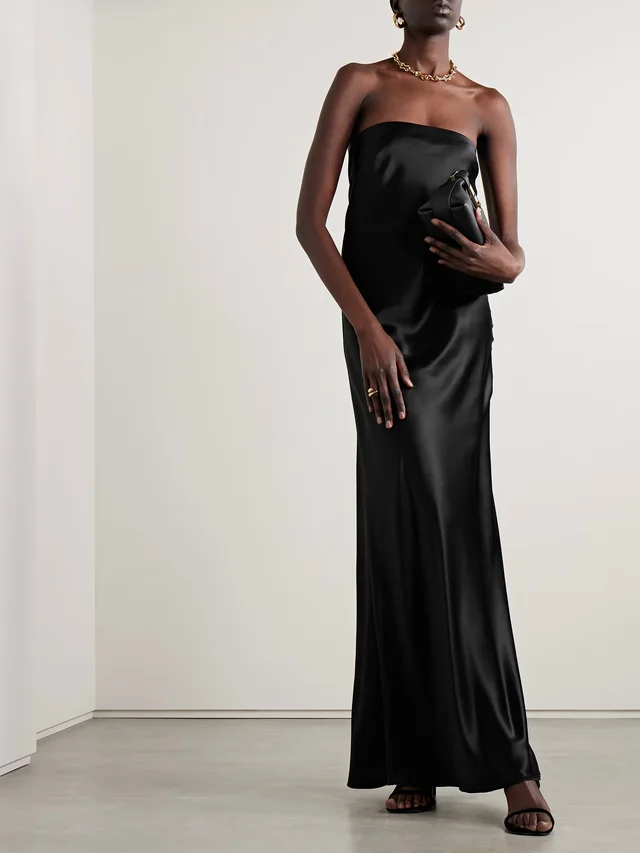 SALON 1884 + NET SUSTAIN Linea strapless silk-satin gown in Black, photo 2 of 2 from NET-A-PORTER (Canada)