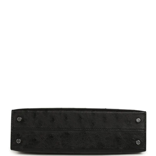 Hermès Kelly Sellier 20 Black Ostrich Palladium Hardware in Black Exotic from Madison Avenue Couture, photo 6 of 8