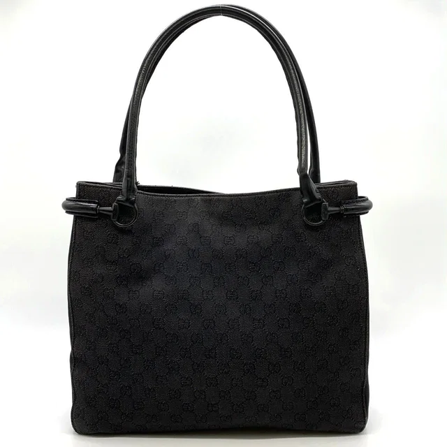 Gucci Tote Shoulder Bag GG Canvas Black in Black Canvas from The Reluxe