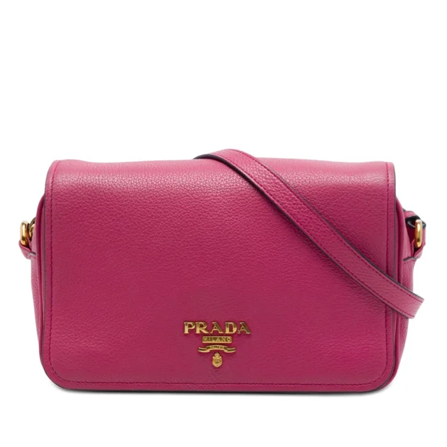 Pink Prada Vitello Phenix Flap Crossbody in Pink Leather from Designer Revival