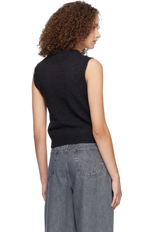 GANNI Black Graphic Wool Vest, photo 3 of 4 from SSENSE