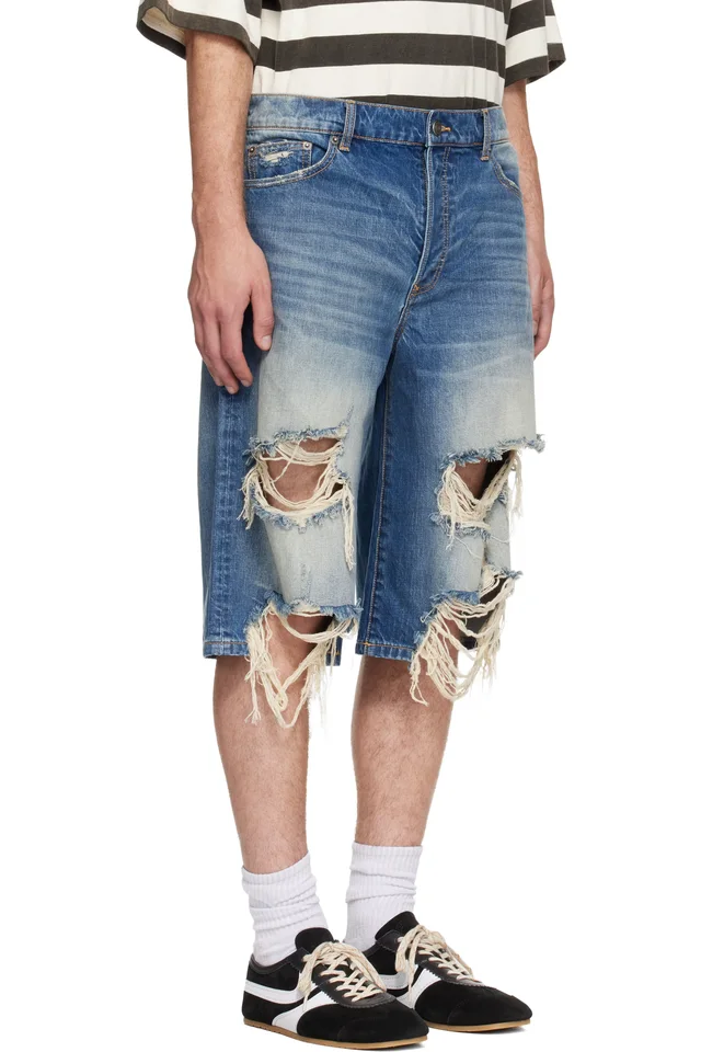 COÛT DE LA LIBERTÉ Blue Zander Crispy Baggy Denim Shorts, photo 2 of 2 from SSENSE