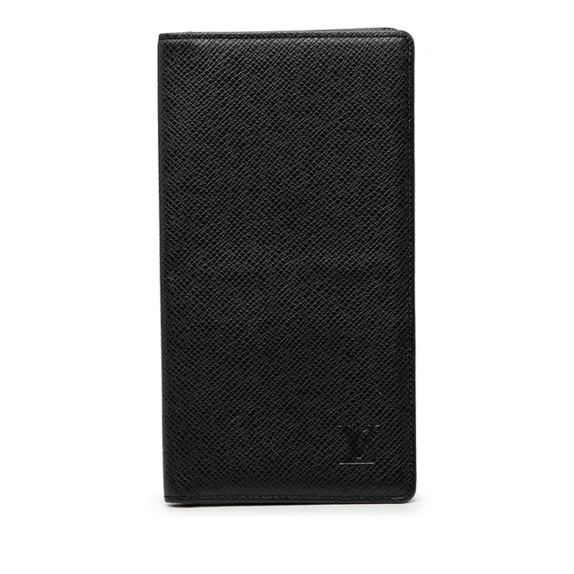 Black Louis Vuitton Taiga Brazza Wallet in Black Leather from Designer Revival
