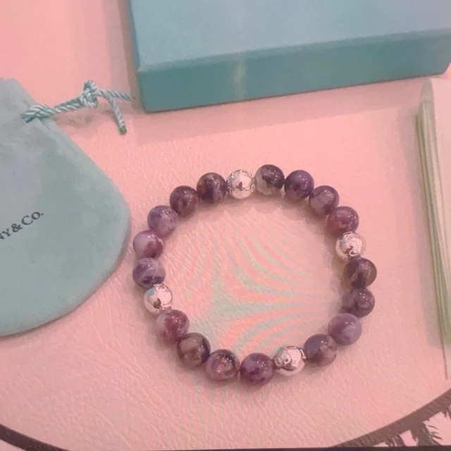Tiffany & Co. Purple Bead And Silver Accent Stretch Bracelet in gray|purple|silver from Poshmark