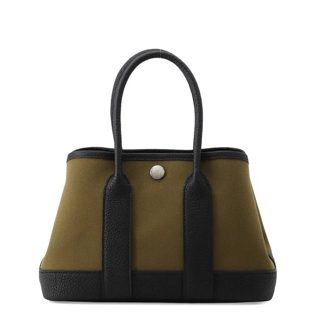 Hermès Neo Garden Olive Green/Black Toile Officier Negonda Leather Size 23 in Black Leather from GALLERY RARE