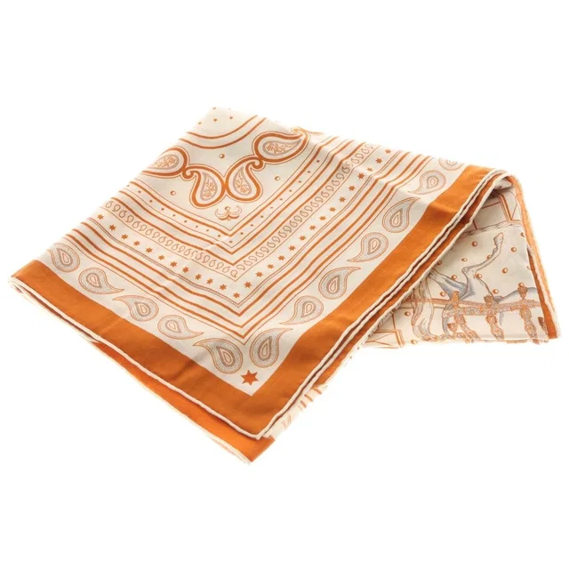 Hermès Carre Geant Grand Appara Bandana Scarf Cashmere Cotton Orange Cuy White in White Cashmere from The Reluxe