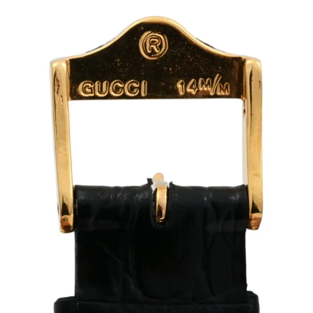 Gucci Round Logo Face Watch 9000M Quartz Black in Black Leather from VINTAGE QOO TOKYO, photo 8 of 8