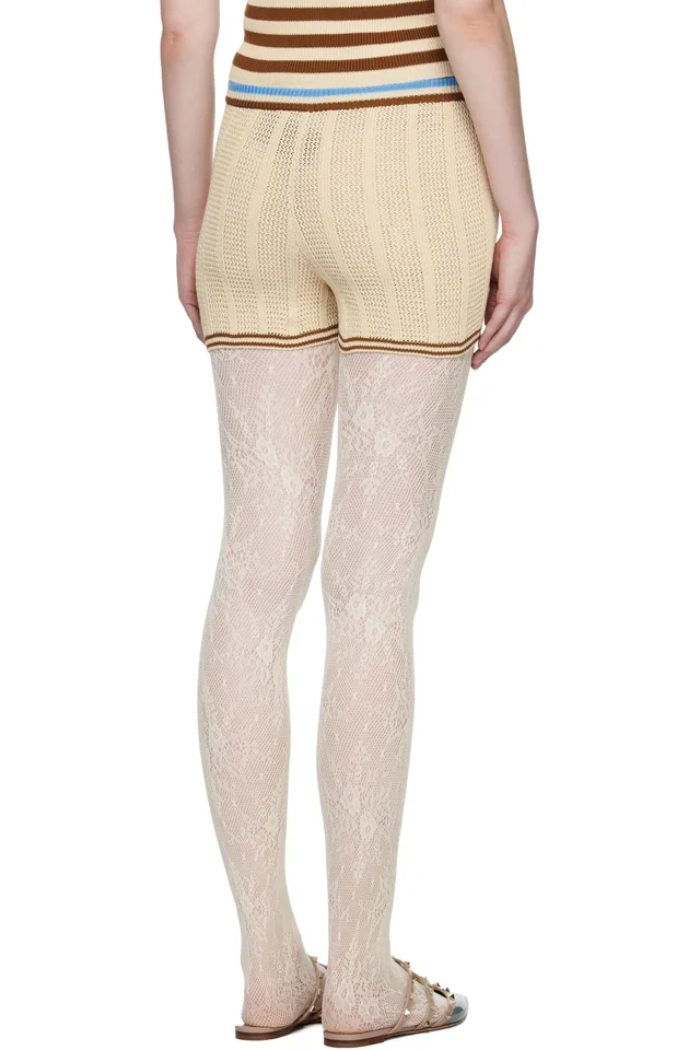 Valentino Beige Cotton Shorts, photo 3 of 4 from SSENSE