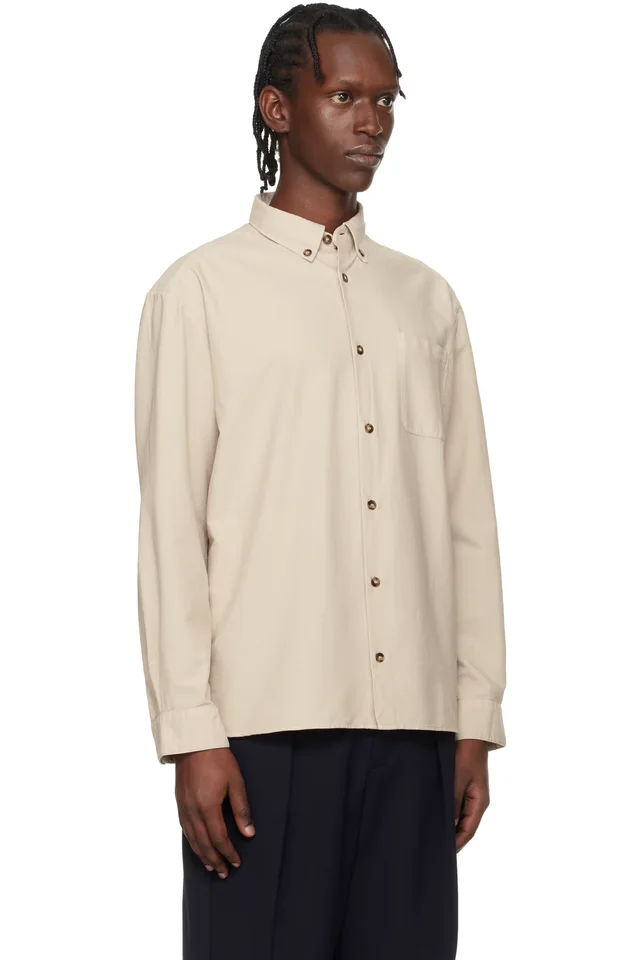 A.P.C. Beige Mateo Logo Shirt, photo 2 of 4 from SSENSE